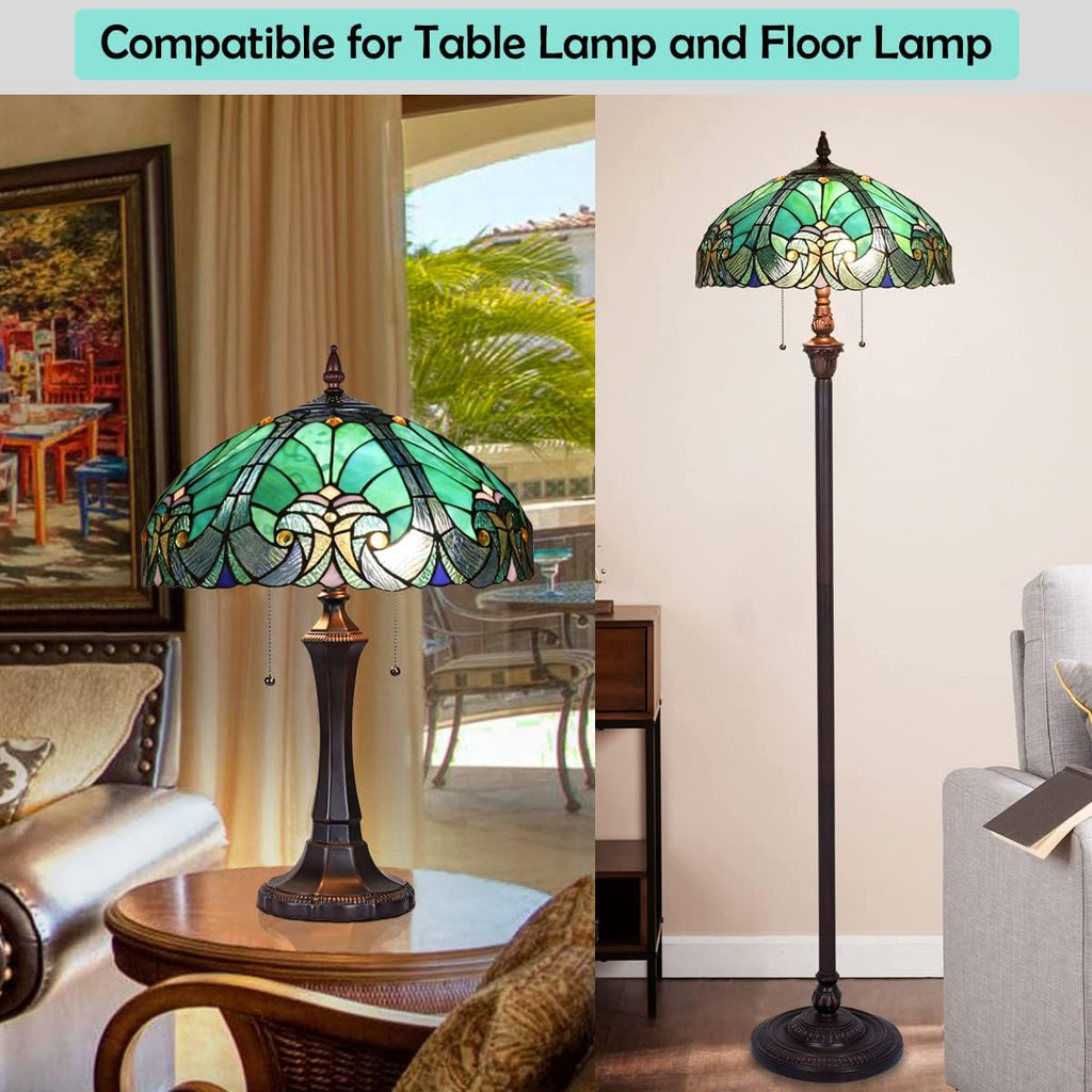 Tiffany Table Lamp Shade 16' Wide Victorian Style Stained Glass Lampshade for Table Lamp Floor Lamp