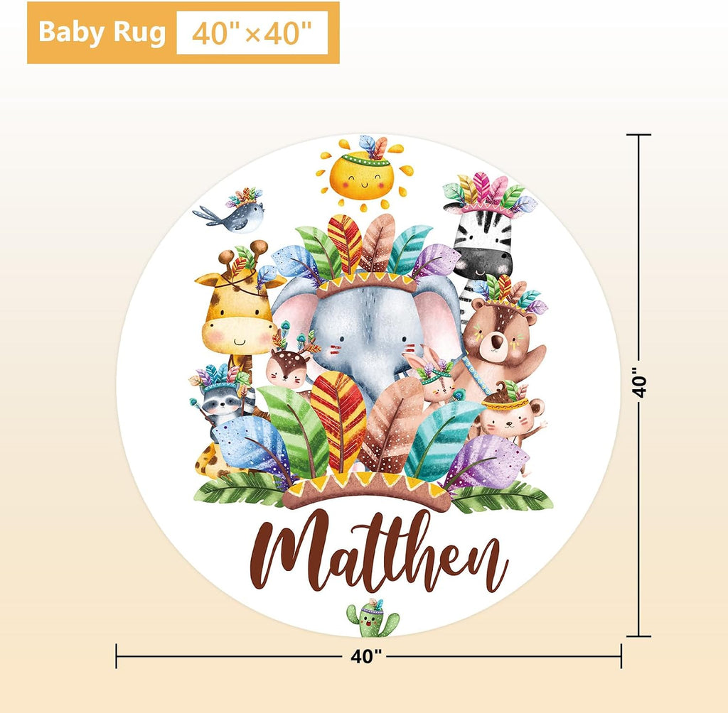 Terwex Custom Crib Bedding Set, 5 Pcs Customized Baby Crib Set with Name, Double Layer Baby Bedding Set for Girls Boys, Personalized for Nursery Infants Toddlers, Cute Animals