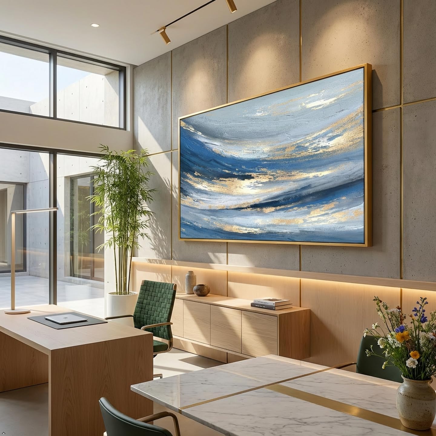 Abstract Wall Art Canvas Paintings Blue Fantasy Modern Large Framed Artwork Decor for Living Room Bedroom Office Painting Home Decor 20'x40'