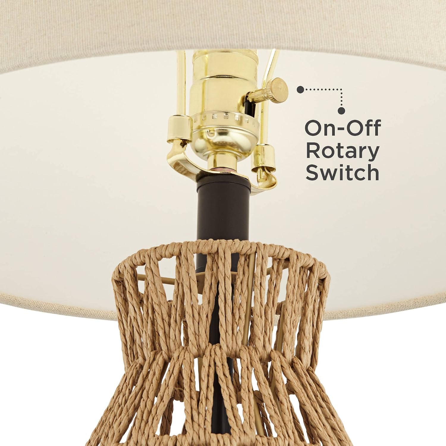 360 Lighting San Carlos Coastal Cottage Core Nautical Modern Table Lamps 29' Tall Set of 2 Natural Rattan Wicker Oatmeal Fabric Drum Shade for Living Room Bedroom House Bedside Nightstand Home