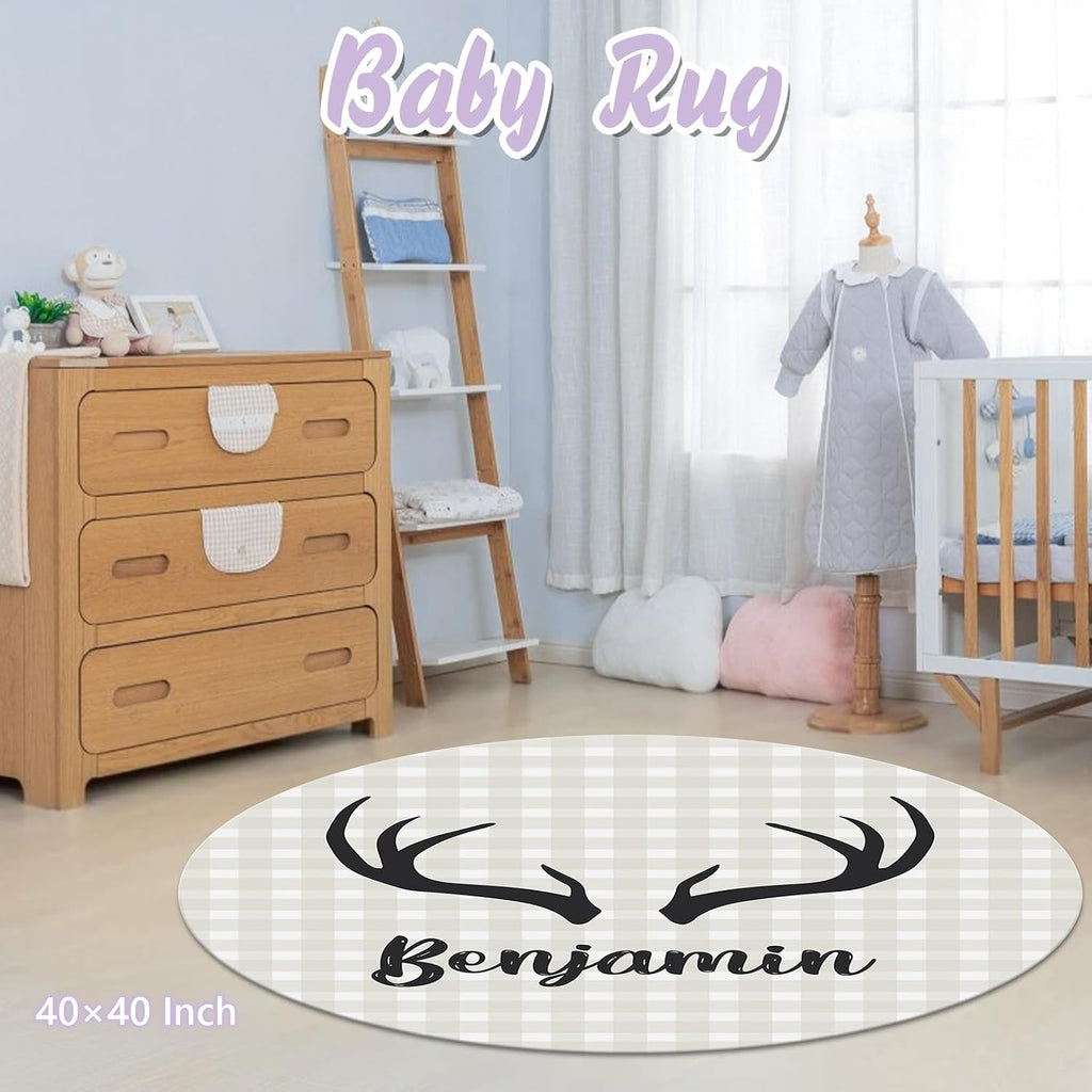 Personalized Baby Crib Bedding Set, 5 Pcs Custom Name Nursery Bedding Set for Girls Boys, Woodland Deer Baby Crib Set for Toddlers Infants, Double Layer Bedding Crib Sets Customized Gifts