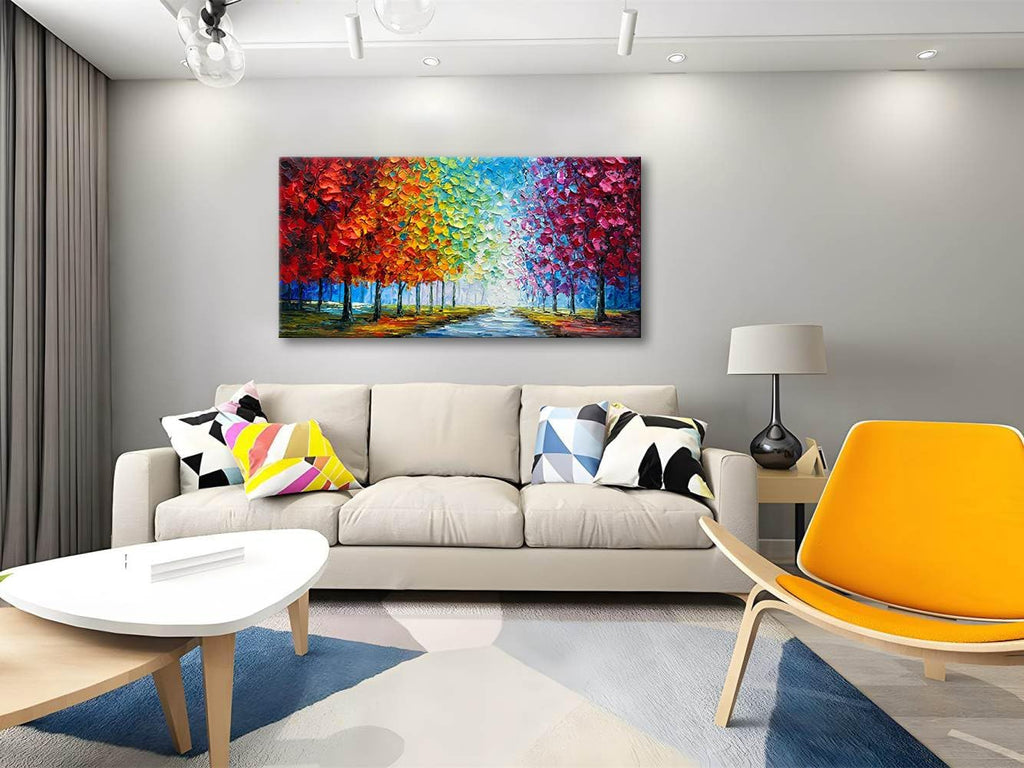 zoinart Colorful Oil Painting on Canvas, Abstract Landscape Wall Art, Texture Painting Wall Art, Modern Wall Painting for Living Room Deco