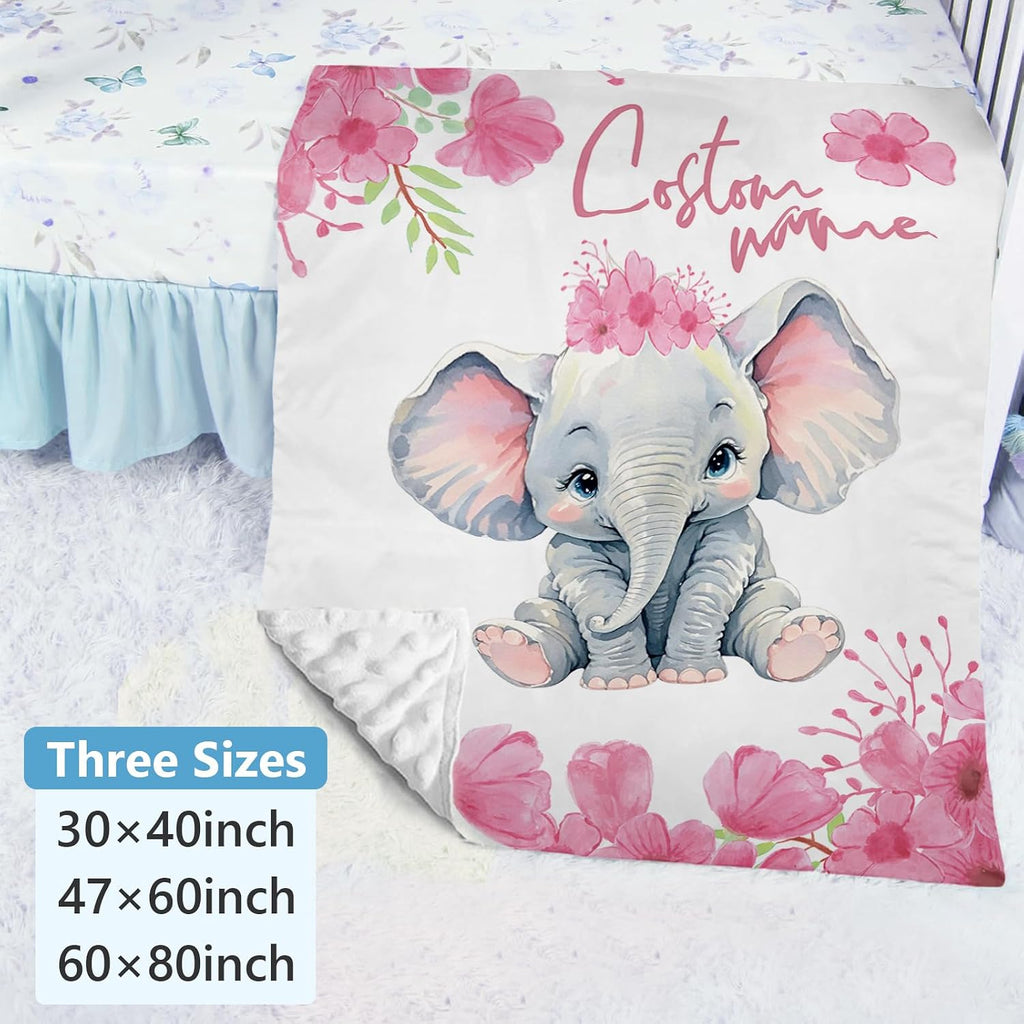 Personalized Baby Crib Bedding Set: 5 Piece Custom Gift Calf Elephant Cow Crib Bed Set with Name,Nursery Bedding Set for Toddler Girls Crib,Infant Boys Crib Sets, Floral Crib Bedding Gifts(Fixed Size)
