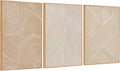 Zessonic Neutral Minimalist Textured 3D Wall Art Abstract Hand-Painted Framed Wall Decor Geometric Artwork Canvas Paintings- Living Room Bedroom Office - Modern Boho Neutral Line 16'x24' 3 piece