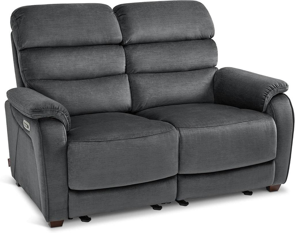 MCombo 61.6'' Wall Hugger Power Loveseat Recliner, Reclining Loveseat with Adjustable Headrest, USB Charge Ports, Wood Legs for Living Room, RVs, Small Spaces, Fabric ST258M1 (Loveseat, Dark Grey)