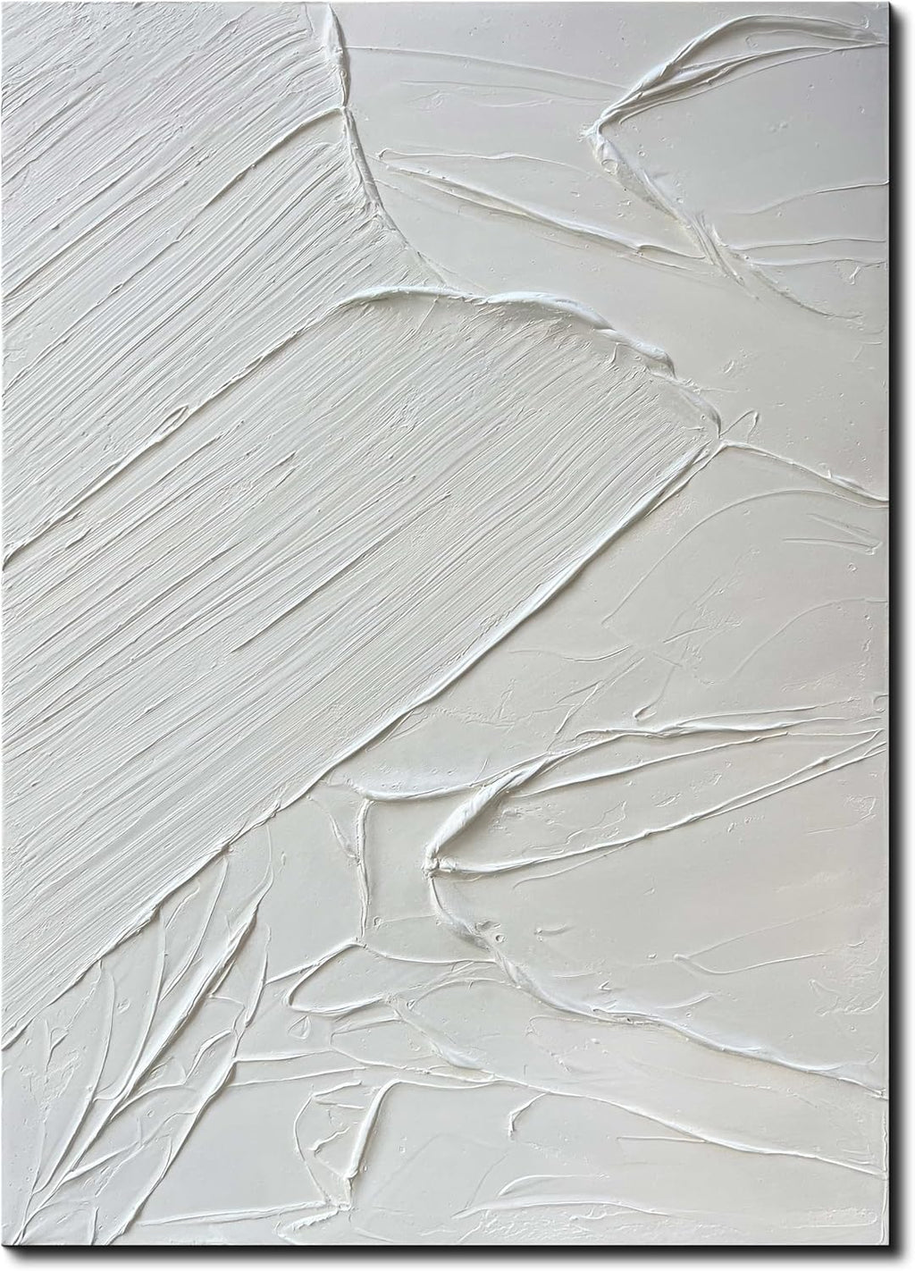 Creespi White Textured Wall Art - Hand Painted Abstract Oil Painting 28x40 inch,Contemporary Minimalist Art Painting for Wall Decor