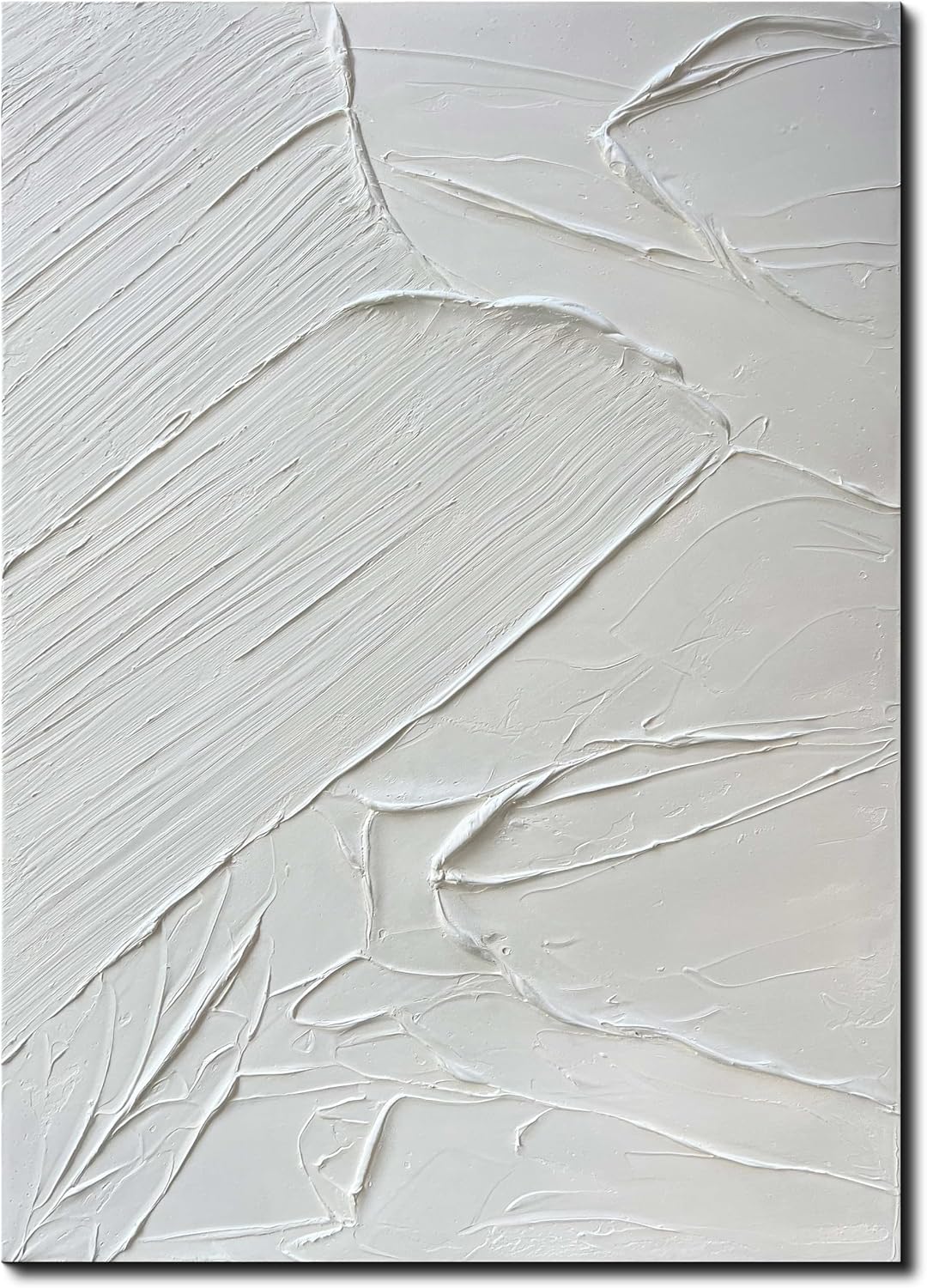 Creespi White Textured Wall Art - Hand Painted Abstract Oil Painting 28x40 inch,Contemporary Minimalist Art Painting for Wall Decor