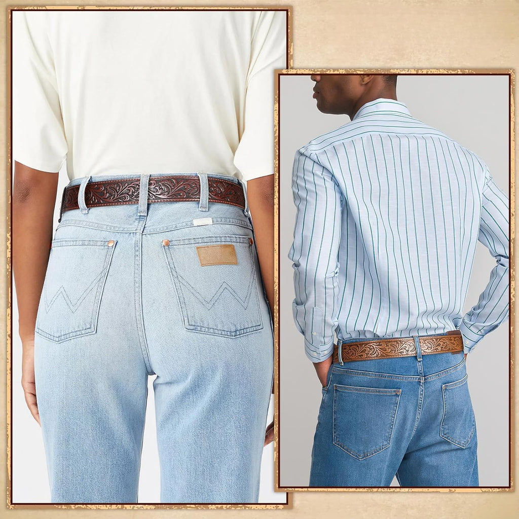 Western Belts for Men, Genuine Leather, Cowboy Belt Strap, Country Western, for Jeans, without Buckle