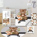 Custom Baby Crib Bedding Set - 5 Piece Nursery Crib Set Woodland Animals Design - Personalized Name Blanket with Dotted Backing, Crib Sheet, Changing Pad Cover, Pillow Cover, Rug for Newborns Color06