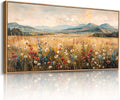 imjiayu Extra Large Wall Art, Landscape Wall Art, Rustic Wall Decor, Country Wildflowers Framed Art Prints, Neutral Oversized Paintings for Living Room Dining Room Farmhouse Home Decoration 29'x57'