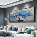 ERQINHUA Large Canvas Blue Tree Printed Painting Wall Decor For Living Room Office Wall Art For Bedroom Abstract Farmhouse Restaurant Mural Artwork Picture Home Decoration Black Framed 32x72 In