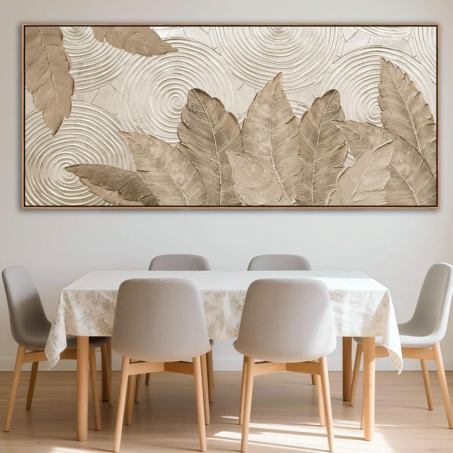 Minimalist & Modern Art for Bedroom Decor Framed Abstract & Textured Artwork for Walls Neutral & Contemporary Beige Pictures - 3D Artwork for Living Room and Boho Style 40×87IN
