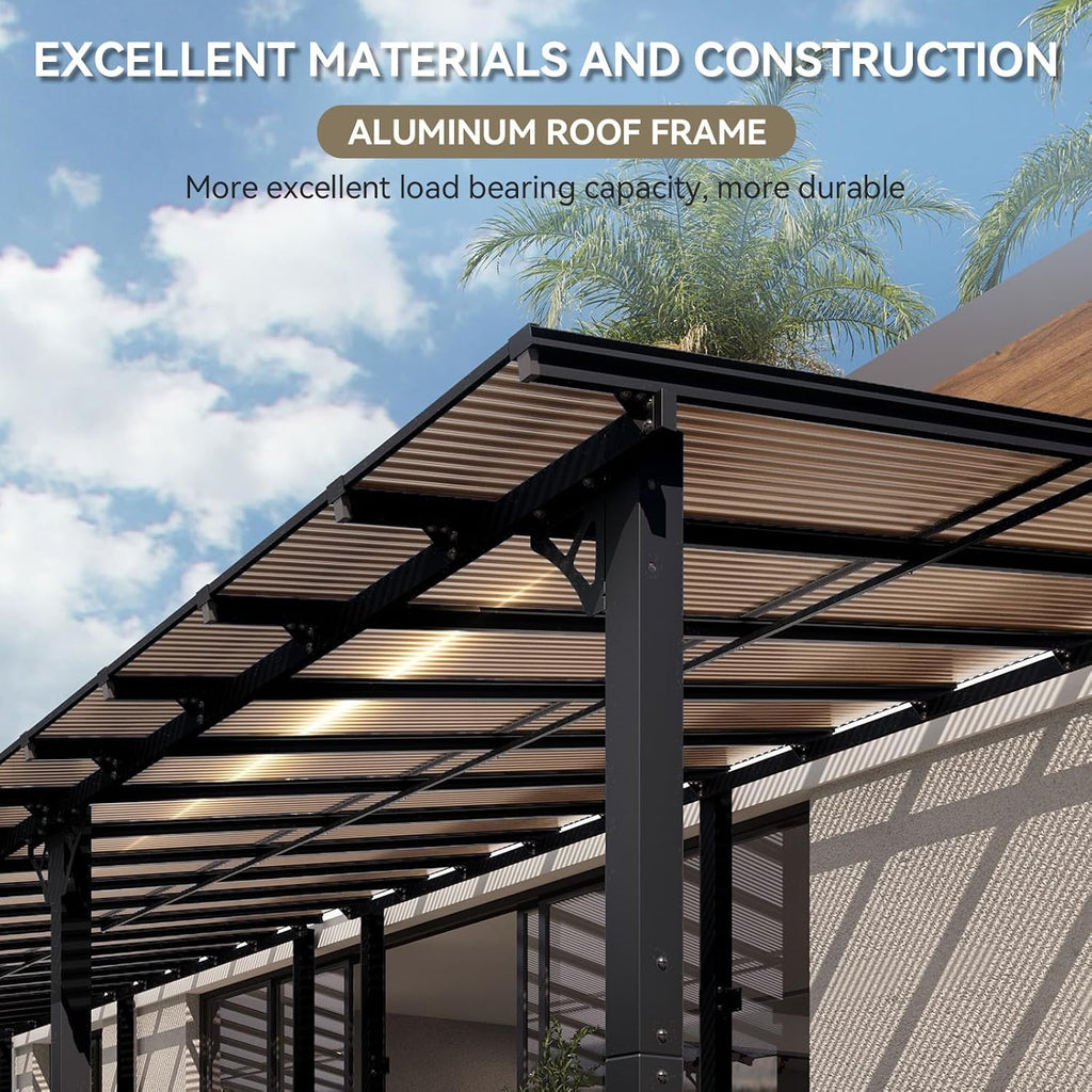 Aoxun 18' x 10' Pergola for Patio, Gazebo with Sloped Roof, Grill Pergola Large Wall-Mounted Heavy Duty Awnings, for Backyard, Deck, Patio