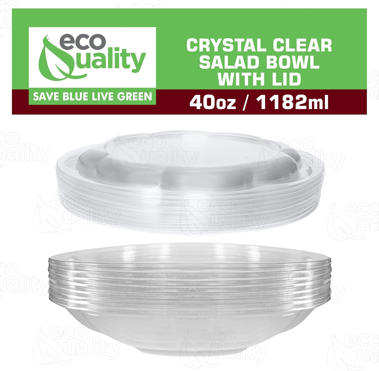 40oz Salad Bowls To-Go with Lids - Crystal Clear Plastic Disposable Salad Containers | Airtight, Lunch, Salads, Parfait, Fruits, Leak Proof, Airtight, Fresh, Meal Prep | Rose Bowl Container (150)