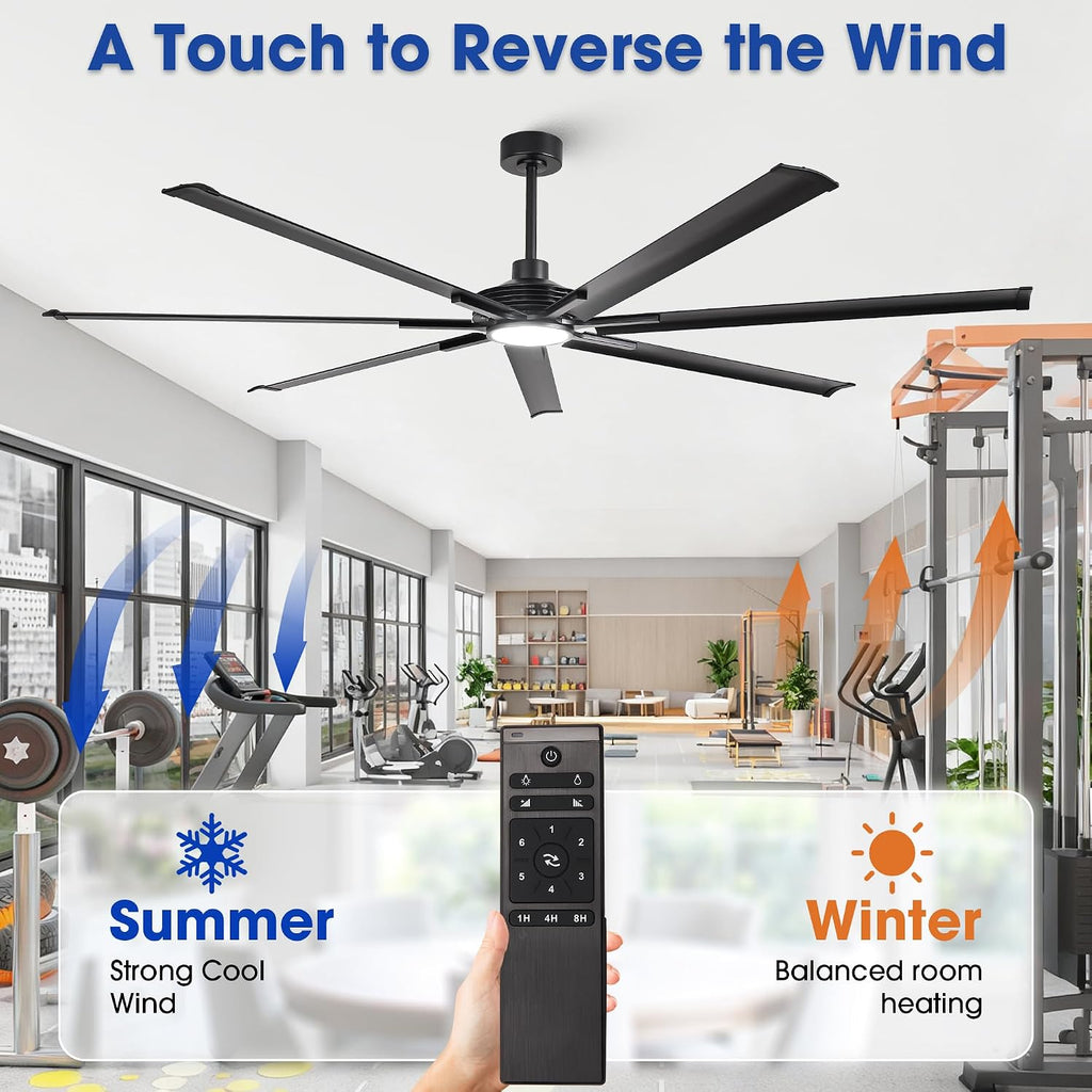 120 Inch Ceiling Fans with Lights and Remote, Industrial Black Large Ceiling Fan with LED Light, High CFM Reversible DC Motor Ceiling Fan for Shop Warehouse Gym Living Room, Dimmable & 3CCT