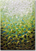 zoinart Textured Green Oil Painting on Canvas, Abstract Paintings Green Wall Art, Modern Wall Painting for Living Room Decor