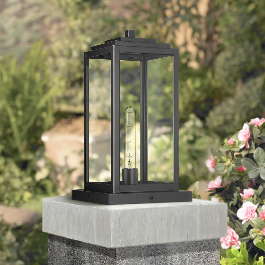 John Timberland Titan Modern Outdoor Pier Mount Light Matte Black 17' Clear Glass Shade for Post Exterior Barn Deck House Porch Yard Patio Outside Garage Front Door