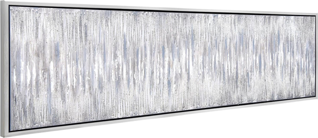 Empire Art Direct Abstract Wall Art Textured Hand Painted Canvas by Martin Edwards, Champagne Silver Frame, 20' x 72', Gray Field
