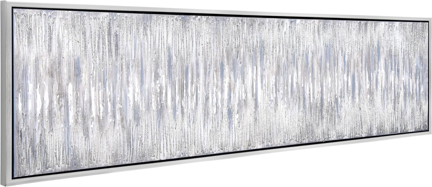 Empire Art Direct Abstract Wall Art Textured Hand Painted Canvas by Martin Edwards, Champagne Silver Frame, 20' x 72', Gray Field