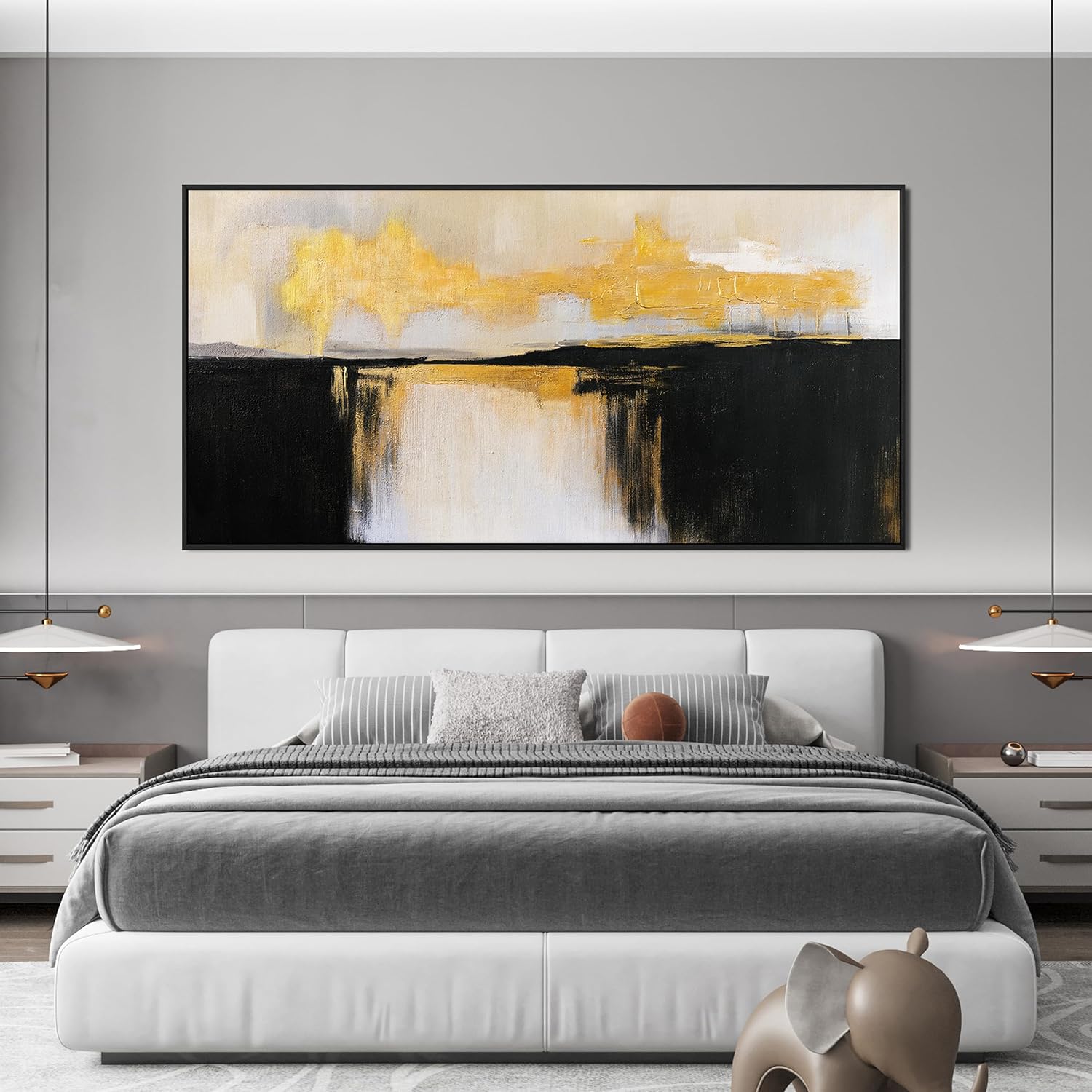 Canvas Wall Art Decor Large Framed Wall Art Decorations Wall Art Pictures For Living Room Abstract Black and Gold Wall Art Prints Abstract Canvas Art Wall Decor Bedroom Office Decor 29' x 58'