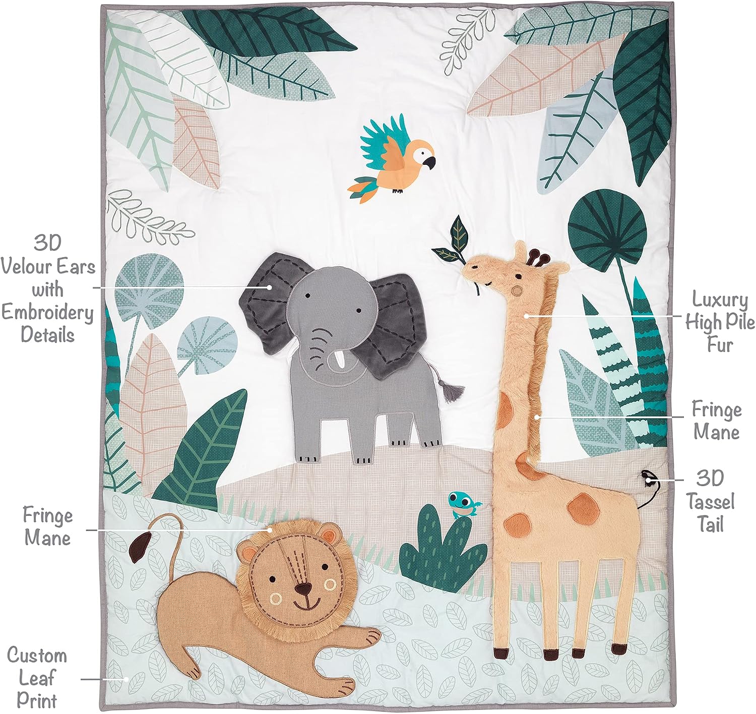 Lambs & Ivy Jungle Friends 5-Piece Safari Animals Nursery Baby Crib Bedding Set