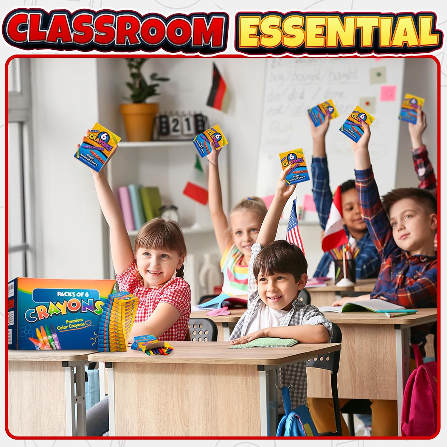 Bedwina Bulk Crayons Case of 480 6-packs Total 2880 Color Crayon Bulk School Supplies For Kids & Toddler, Teachers & Classroom, Nontoxic Travel Crayons Party Favors, Restaurants, Goody Bags Stuffers
