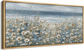 SIGNFORD Extra Large Framed Canvas Print Wall Art Coastal Wildflowers Beach Meadow Landscape llustrations Modern Art Relax/Calm Warm for Living Room, Bedroom, Office - 60'x30'