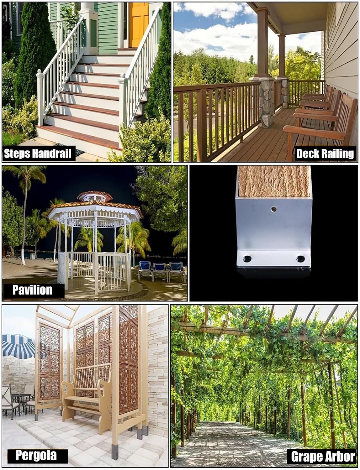 Heavy Duty Post Holder for Fence,Square Metal Railing Support Kit,Deck, Porch,Pergola, Patio, Mailbox,Adjustable Stainless Steel Anchor Base(185x185x130mm/7.3x7.3x5.1in)