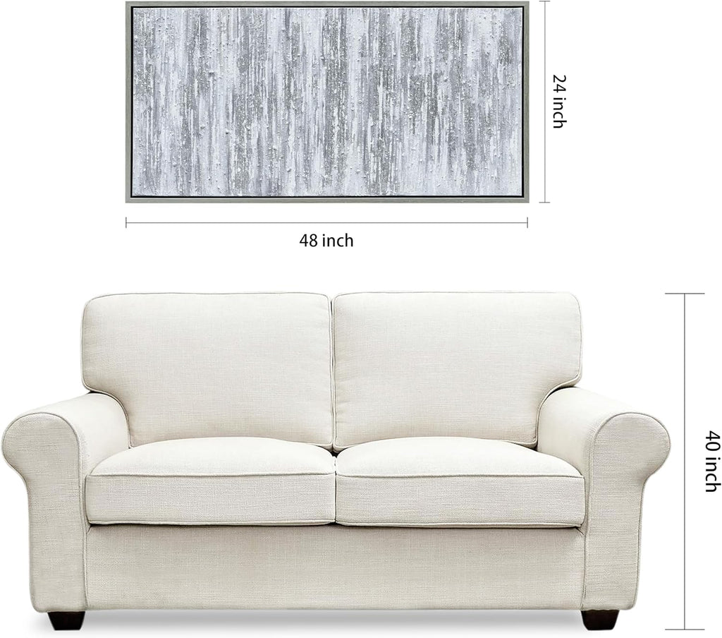 Empire Art Direct Abstract Wall Art Textured Hand Painted Canvas by Martin Edwards, Champagne Frame, 24' x 48', Silver Frequency