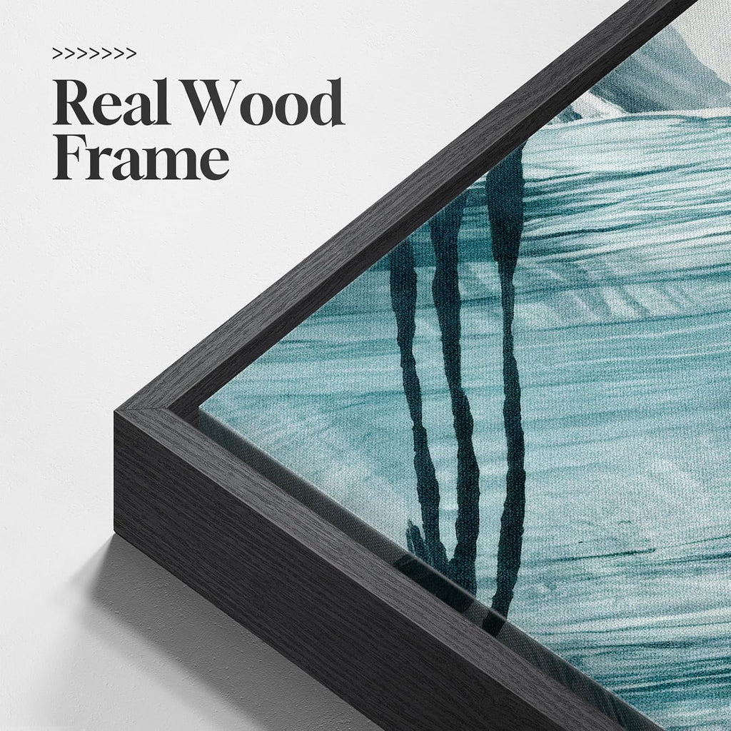 Large Framed Blue and Neutral Abstract Wall Art for Living Room, 3 Piece Modern Canvas Prints Paintings Artwork for Walls, Minimalist Pictures for Bedroom Dining Room Hallway Wall Decor 24x36 Inch