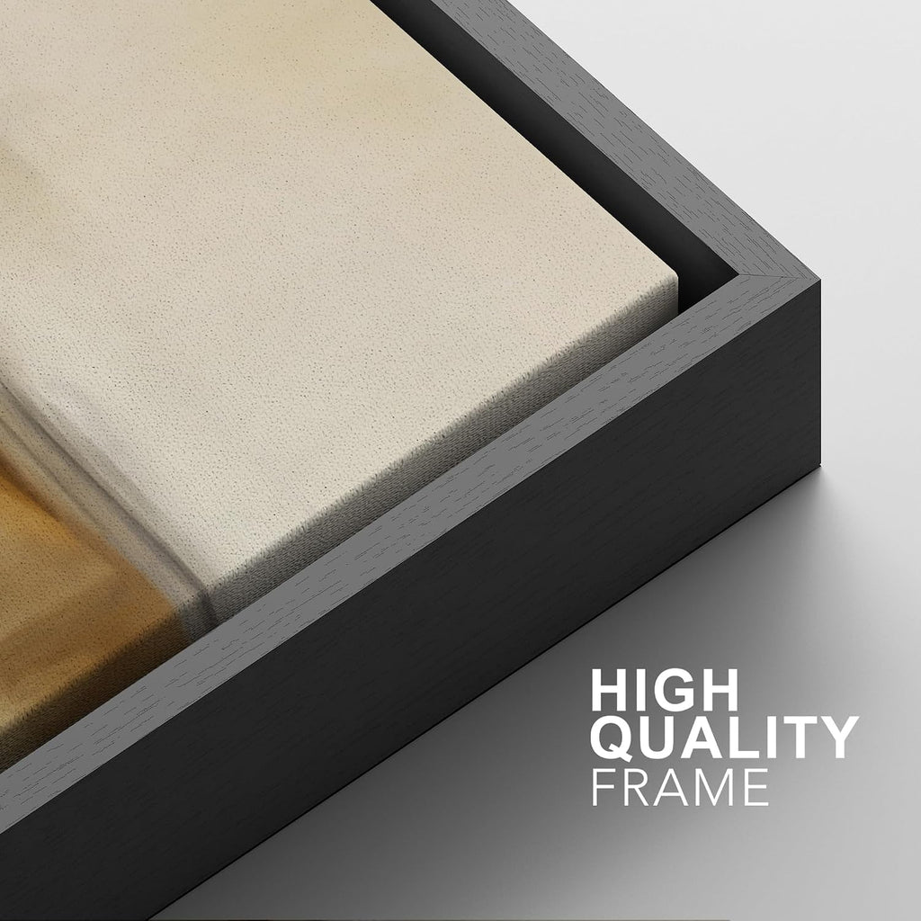 SIGNFORD Framed Canvas Print Wall Art Set Desert Haze Abstract Neutral Beige and Brown Illustrations Modern Art Relax/Calm for Living Room, Bedroom, Office - 24'x36'x3 Black