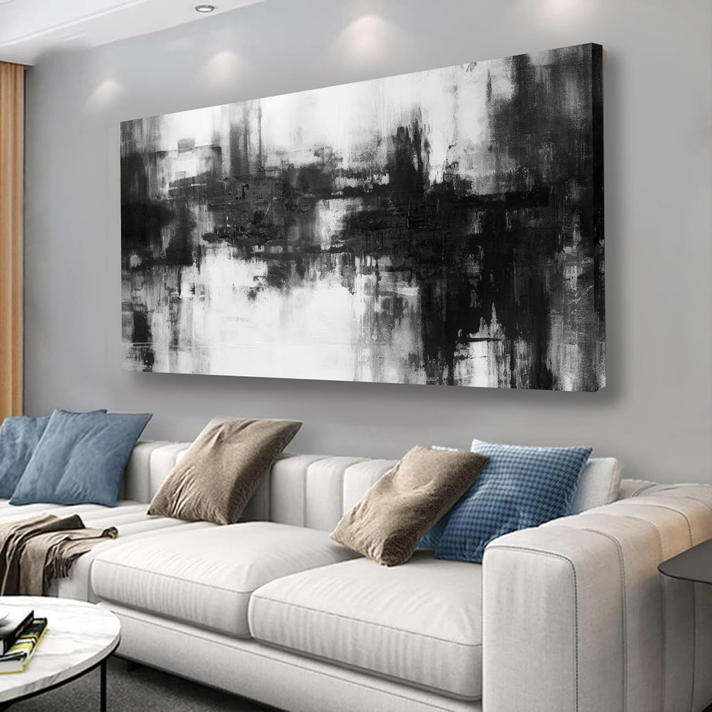 VHMING Black Abstract Wall Art Decor Black and White Painting Pop Culture Wall art Rock Room Decor Art Canvas Wall Decoration Artwork for Bedroom Home Office Dining Room Decoration 29'x58'