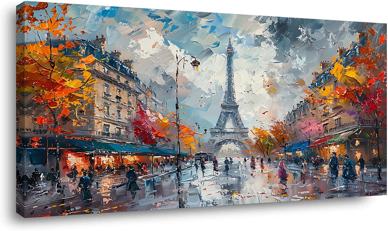 Piy Painting Eiffel Tower in Paris French Landscape Street View Wall Art Decor Artwork for Bedroom (30x60 Inches)