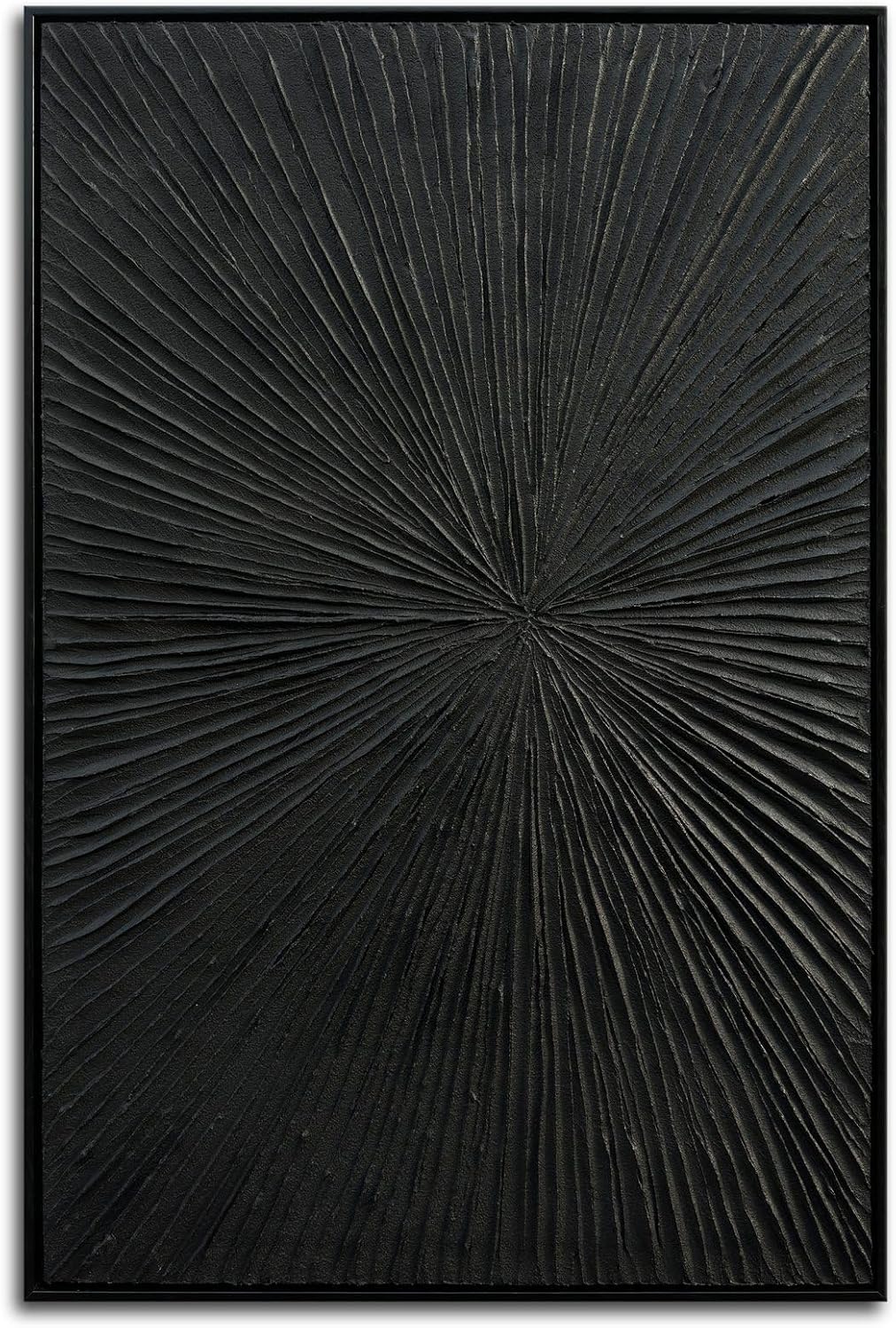 Framed Black Relief Wall Art, Modern Abstract Oil Paintings on Canvas, Quartz Sand Texture Wall Art for Living Room Bedroom Wall Decor