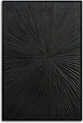 Framed Black Relief Wall Art, Modern Abstract Oil Paintings on Canvas, Quartz Sand Texture Wall Art for Living Room Bedroom Wall Decor