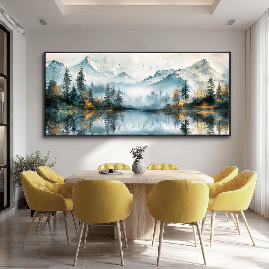 MHARTK66 Large Wall Art For Living Room Forest Trees Wall Decor Beach Pictures Mountain Landscape Canvas Prints Painting Modern Black Framed Home Decor Walls Artwork For Bedroom Office 72l X 32w