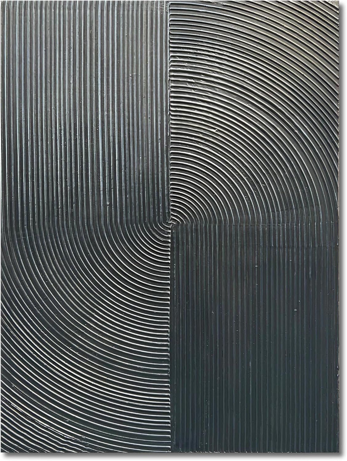 NANKAI Hand Painted Abstract Modern Oil Painting 40x28 Inch Black Texture Contemporary Wall Art Minimalist Frame Artwork for Wall Decoration