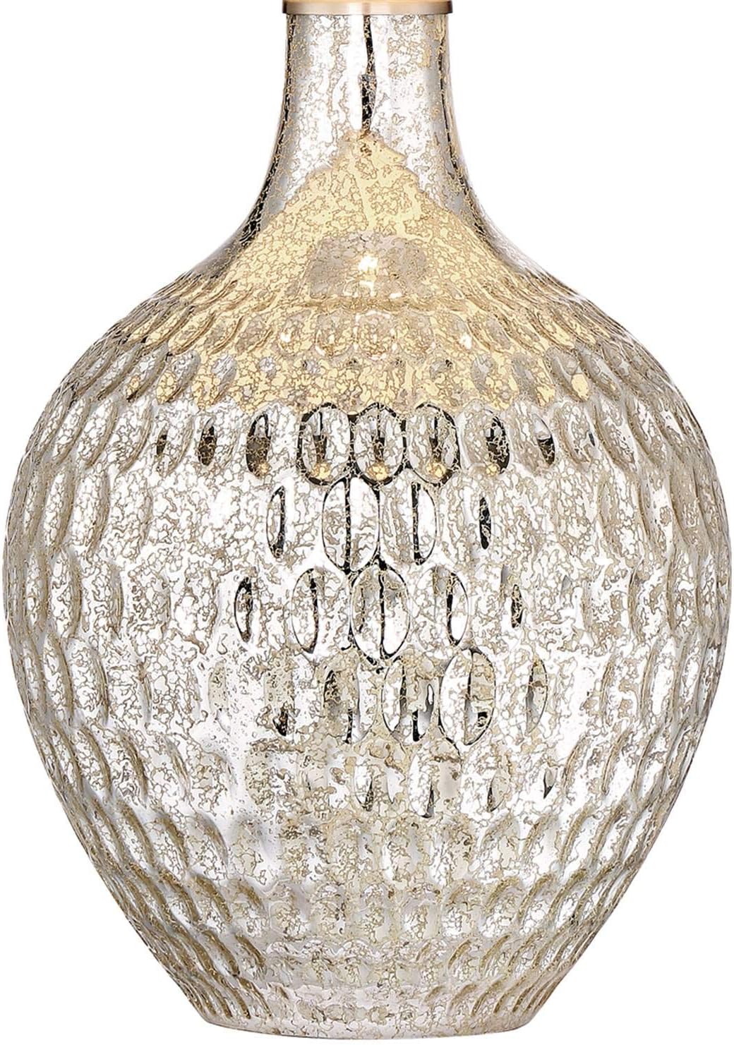 360 Lighting Waylon Modern 3-Way Table Lamp 28' Tall with Table Top Dimmer Mercury Glass Dimpled Textured Off White Drum Shade for Bedroom Living Room House Home Bedside Nightstand