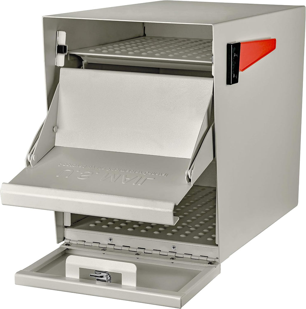 Mail Boss 7207 Package Master Curbside Locking Security Mailbox, Cream White