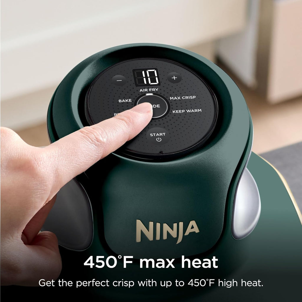 Ninja Crispi 5-in-1 Glass Air Fryer | With Nontoxic 2.5 QT, 4QT, 6-Cup Containers & Lids | Microwave, Freezer & Dishwasher Safe | 450°F Max Temp | Green | FN103BF