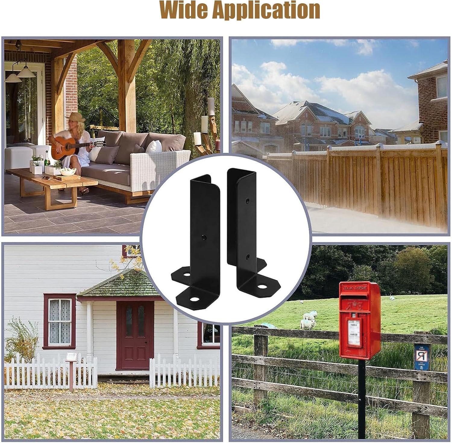 4x4 Concrete Post Anchor for Adjustable Fence Holder, Heavy-Du Metal Base with Installat Kit - Catible with 1.5x1.5, 2x2, 2x4, 4x6 Wooden Posts & Mailboxes