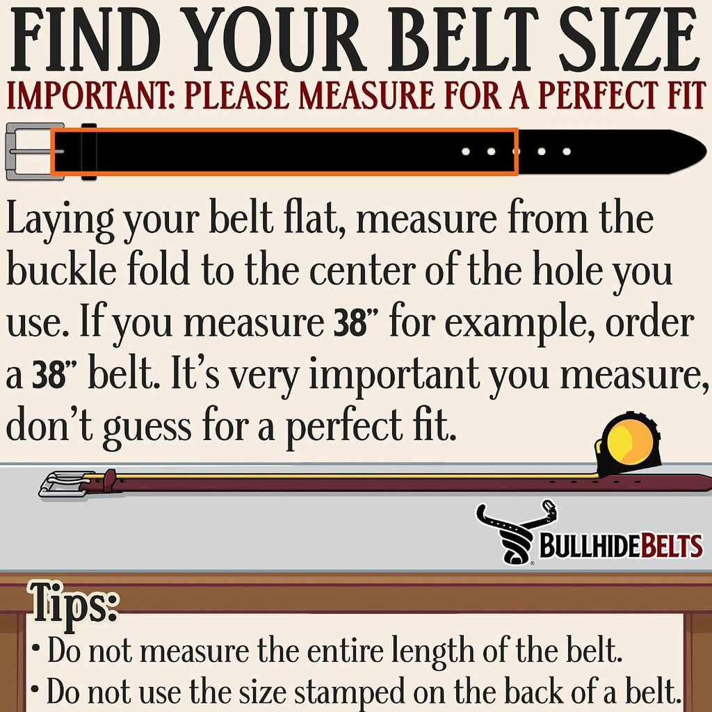 Bullhide Belts Mens Leather Belt for Casual Dress, 1.50' Wide