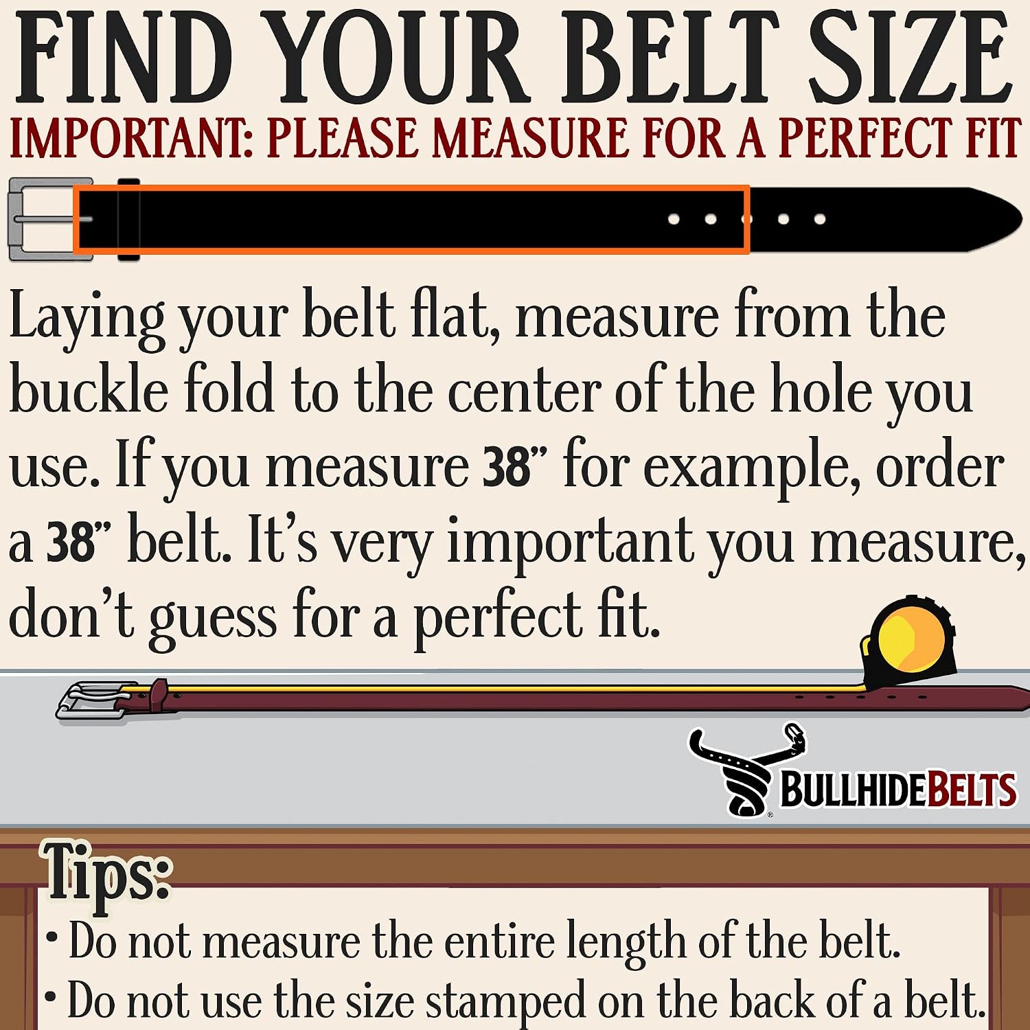 Bullhide Belts Mens Leather Belt for Casual Dress, 1.50' Wide