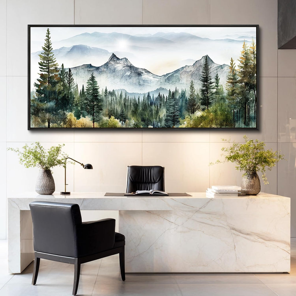 Wapluam Canvas Wall Art For Living Room, Large Framed Wall Decor For Bedroom Modern Office Wall Decorations Forest Landscape Paintings Farmhouse Mountain Pictures Artwork Room Home Aesthetic 32x72