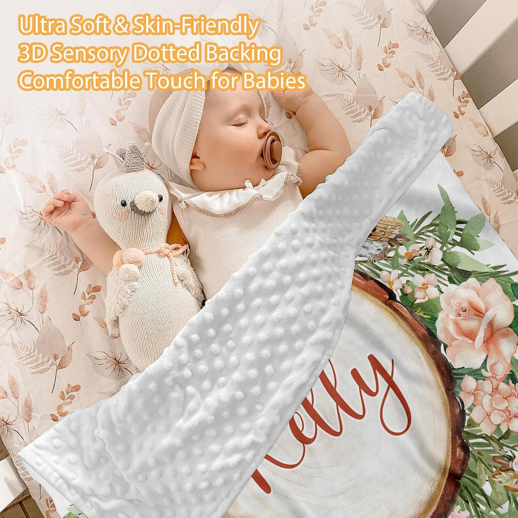 Custom Baby Crib Bedding Set - 5 Piece Nursery Crib Set Woodland Animals Design - Personalized Name Blanket with Dotted Backing, Crib Sheet, Changing Pad Cover, Pillow Cover, Rug for Newborns Color11