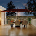 Garvee 15 ft Rectangular Patio Umbrella with Solar Lights & Base Included - Large Patio Umbrella with Crank Handle 36 LED Lights, UV Protection for Outdoor Market, Backyard, Deck, Pool, Burgundy