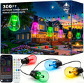 AHRLHR 300FT RGB+IC Outdoor String Lights,Outside Light Dimmable Shatterproof LED Bulbs,Balcony, Outdoor Living， IP67 Waterproof Chasing Effect Lighting DreamColor Patio Strip Lights for Backyard