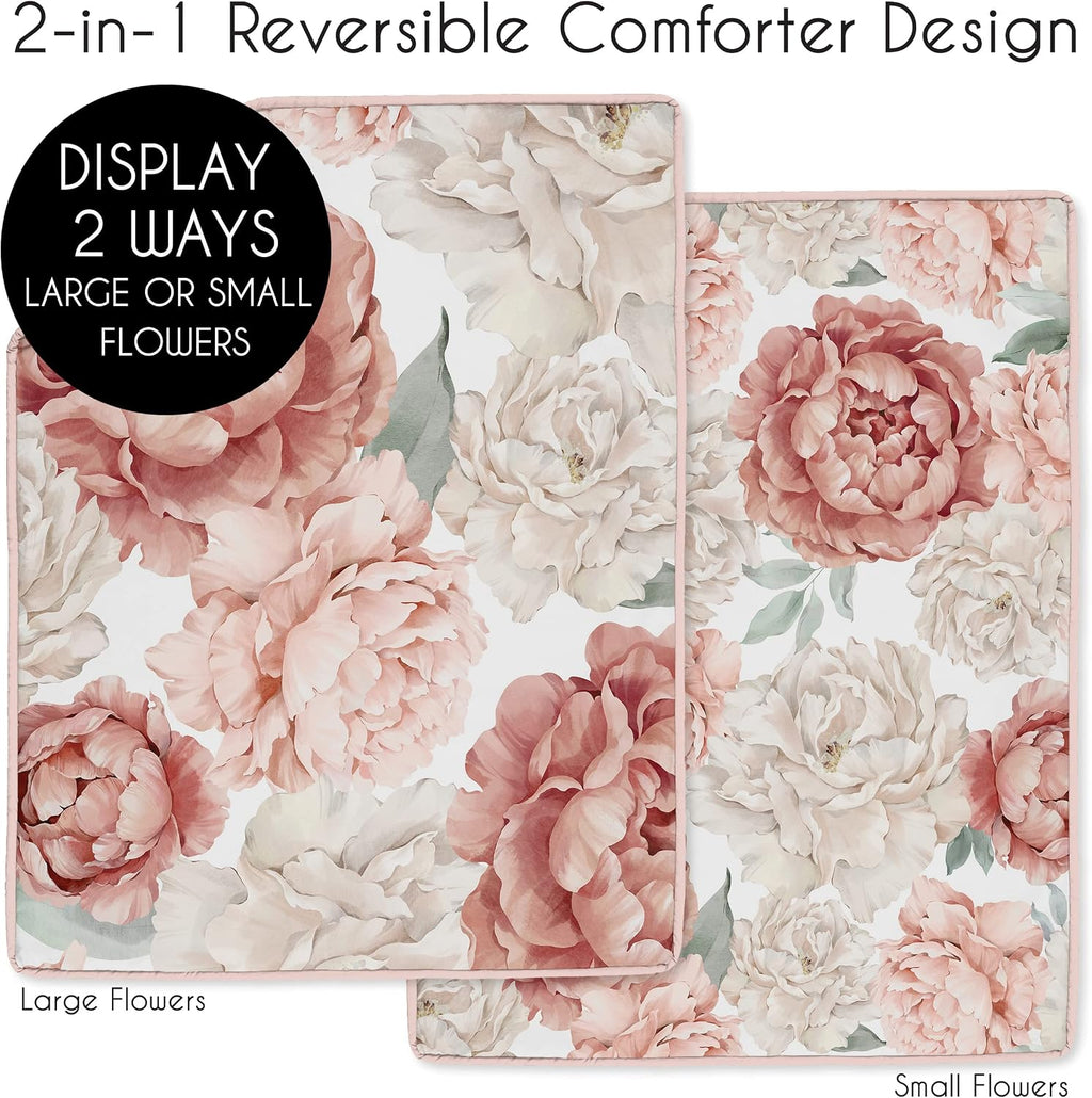 Sweet Jojo Designs Blush Pink Boho Shabby Chic Floral Girl Baby Crib Bedding Set Infant Nursery Room BreathableBaby Breathable Mesh Crib Liner Blanket Fitted Sheet Skirt 6p Ivory Bohemian Watercolor