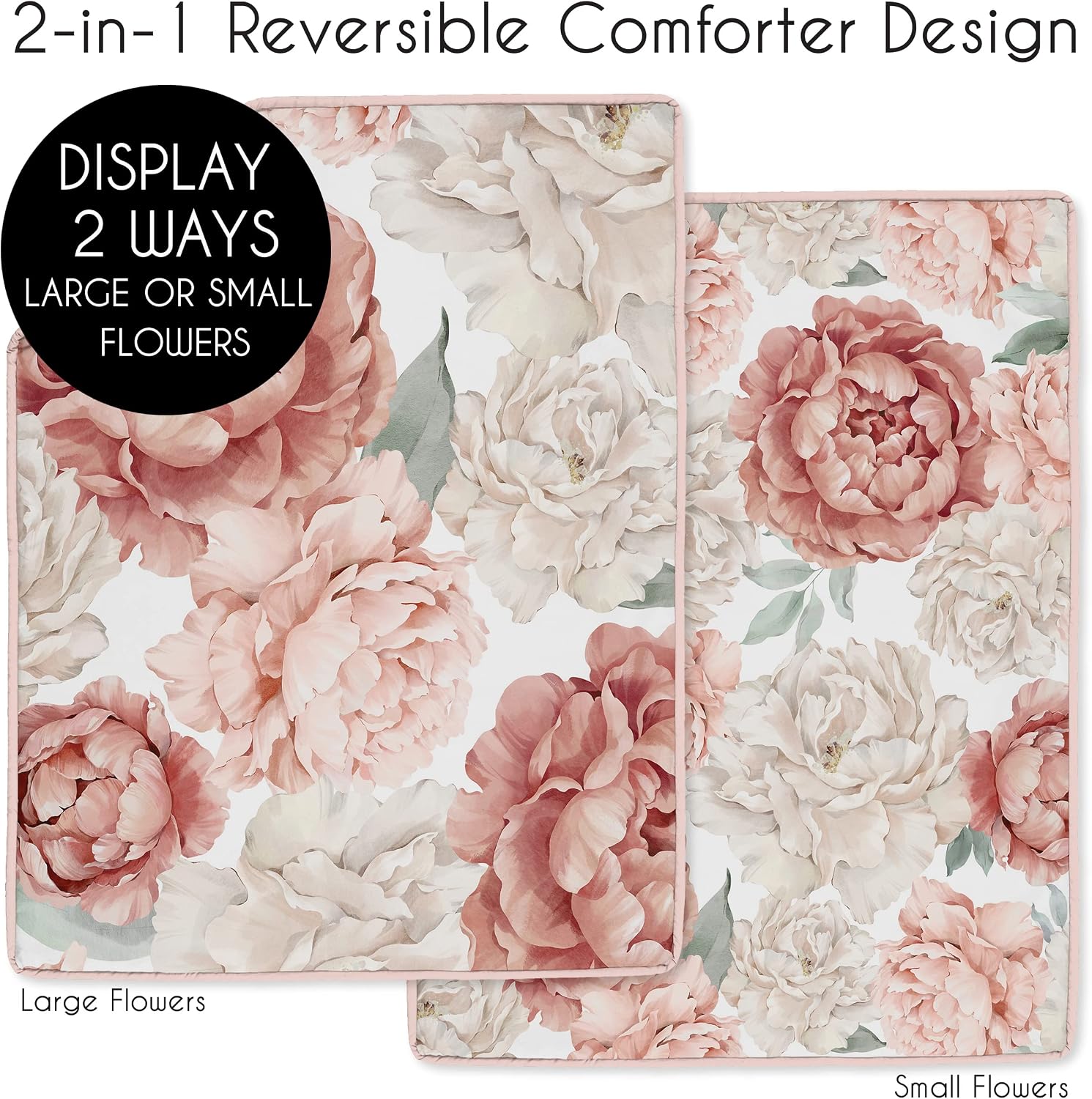 Sweet Jojo Designs Blush Pink Boho Shabby Chic Floral Girl Baby Crib Bedding Set Infant Nursery Room BreathableBaby Breathable Mesh Crib Liner Blanket Fitted Sheet Skirt 6p Ivory Bohemian Watercolor