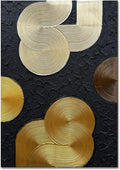 Slyart Black and Gold Texture Wall Art, Handmade 3D Arch Painting, 28'x40' Large Abstract Canvas Wall Art for Living Room